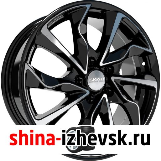 Колесный диск СКАД Marseille 7xR17 5×114.3 ET39 DIA60.1 черный глянцевый с полированной лицевой поверхностью в Ижевске
